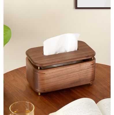 Black Walnut Wood Tissue Box - Classical Desktop Decor