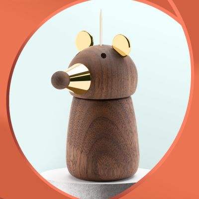 Whimsical Animal Black Walnut Toothpick Holder - Desktop Decoration