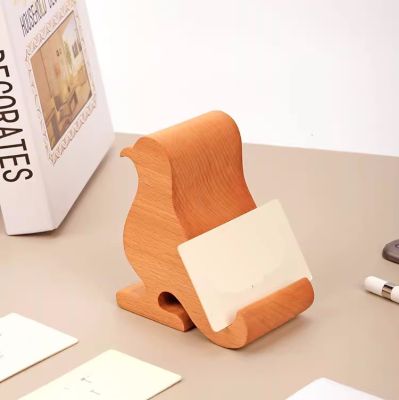 Wooden Bird Phone Stand - Office Business Card Holder