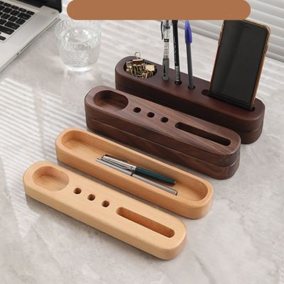 Wooden Multifunctional Pen Holder, Phone Holder, Office Stationery Storage